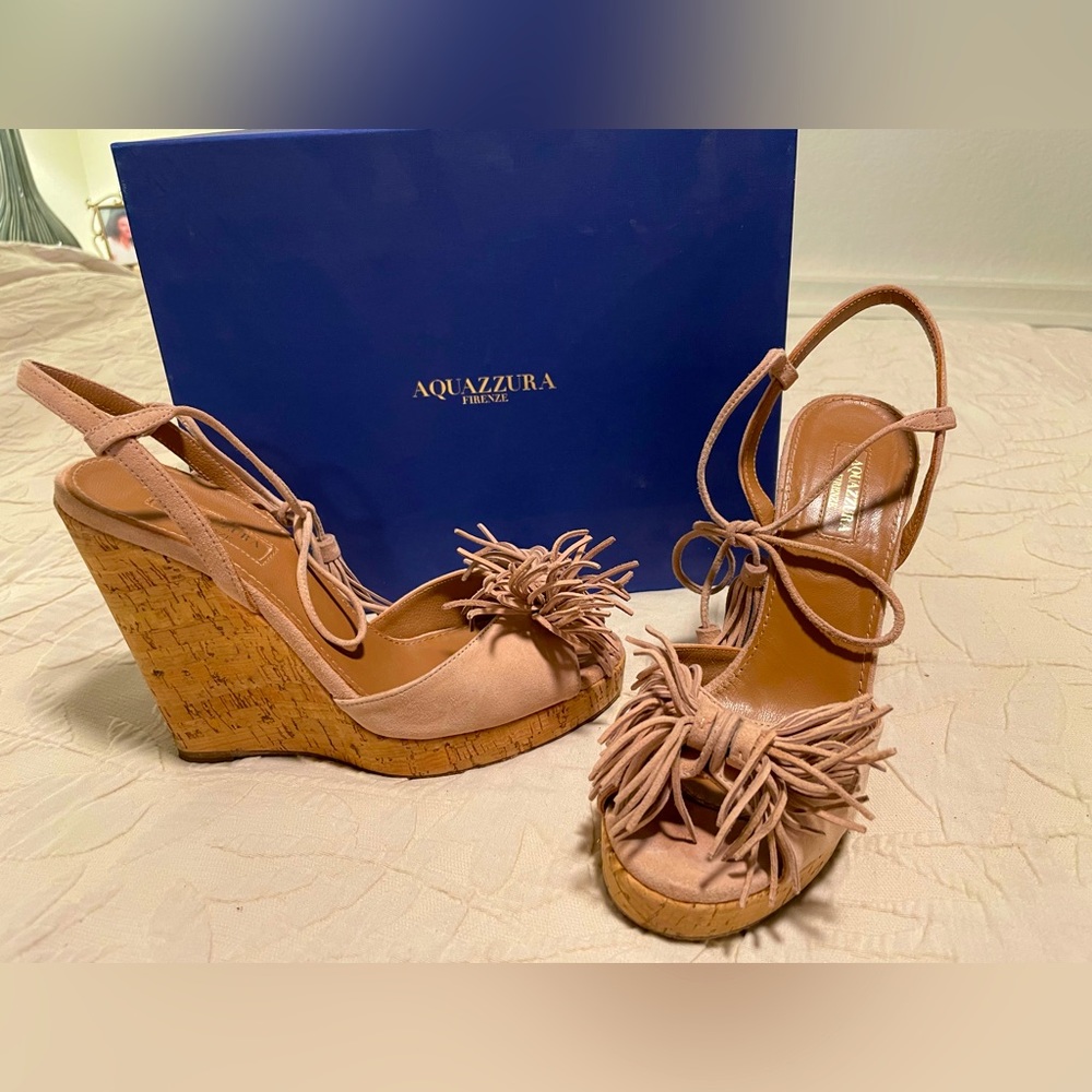 AQUAZZURA Wedge. Size 8 (38) Vintage Pink